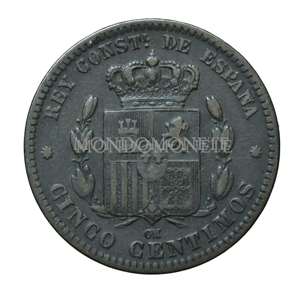 Spagna 5 Centimos 1879 Monete Da Collezione