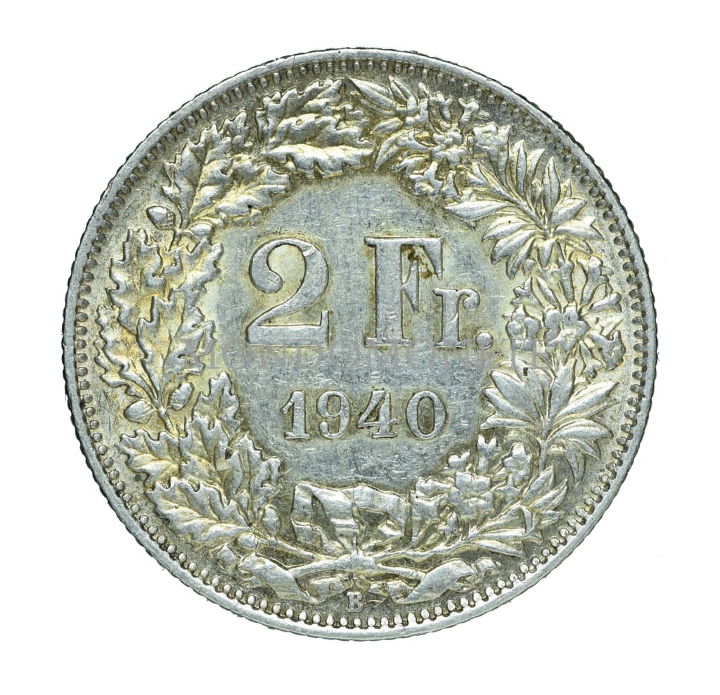 Swiss 2 Francs 1940 B Monete Da Collezione