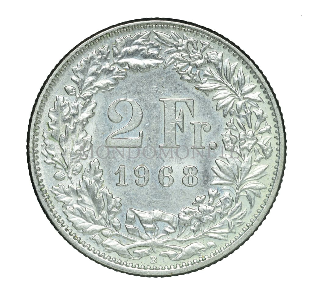 Swiss 2 Francs 1968 B Monete Da Collezione