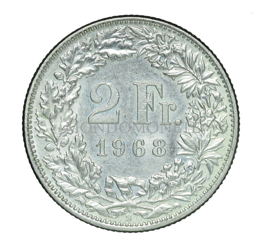 Swiss 2 Francs 1968 B Monete Da Collezione