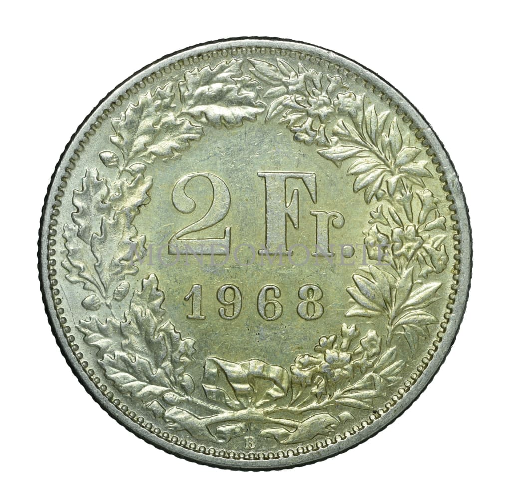 Swiss 2 Francs 1968 B Monete Da Collezione