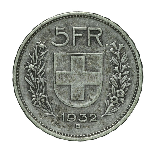 Swiss 5 Francs 1932 B Monete Da Collezione