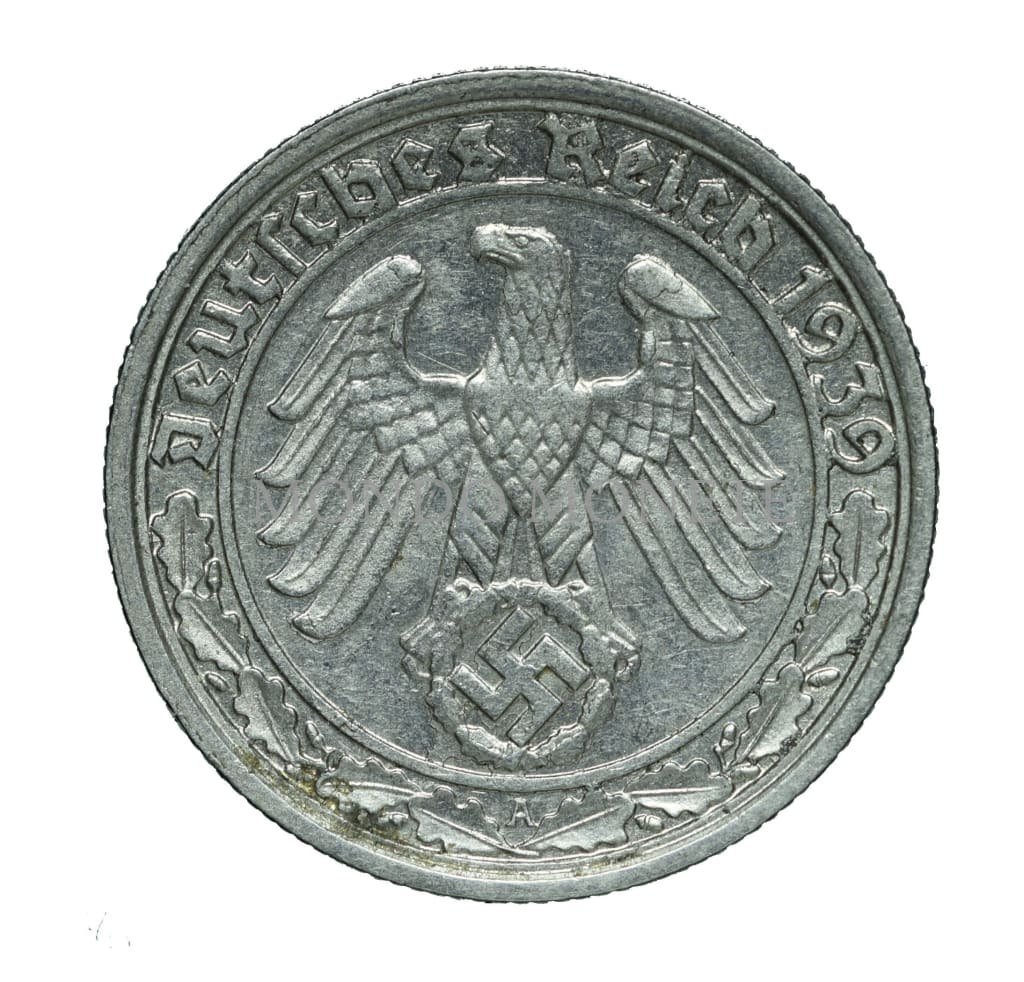 Third Reich 50 Reichspfennig 1939 A Monete Da Collezione