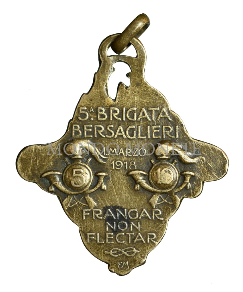 Wwi - 5^ Brigata Bersaglieri E 19° Reggimento 1° Marzo 1918 Frangar Non Flectar Medaglie Gettoni