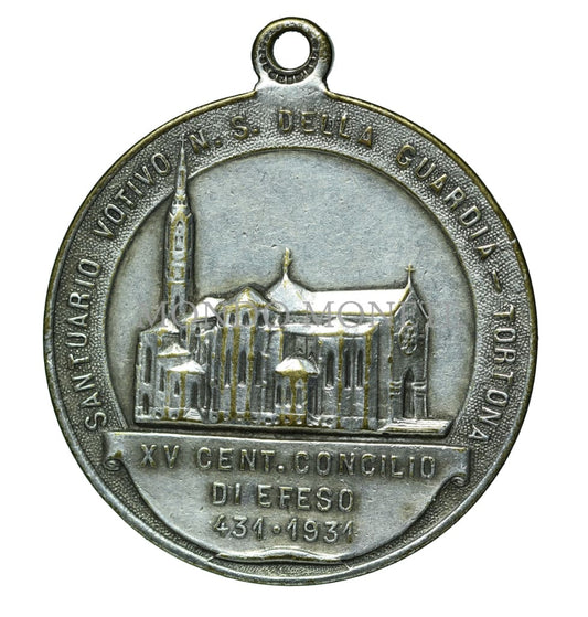 Xv Cent. Concilio Di Efeso 431 - 1931 Santuario Votivo N.s. Della Guardia Tortona Medaglie E Gettoni