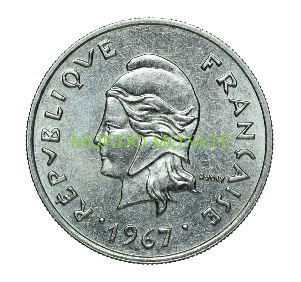 10 Francs 1967 New Caledonia Monete Da Collezione