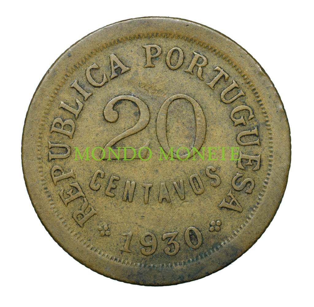 20 Centavos 1930 Cape Verde Monete Da Collezione