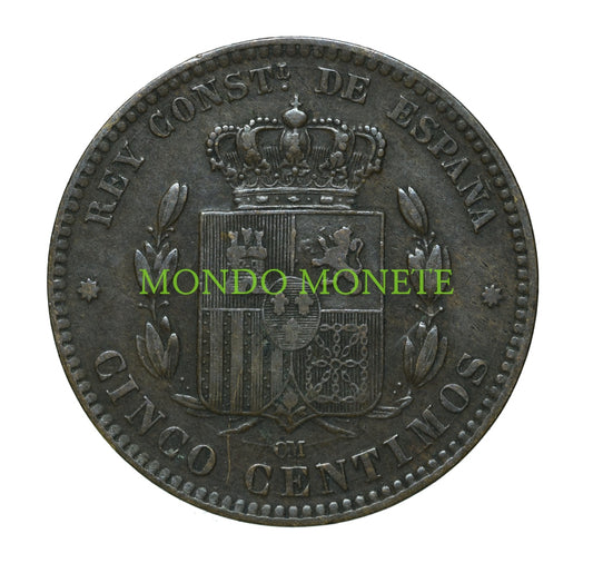 5 Centimos 1877 Spagna Monete Da Collezione