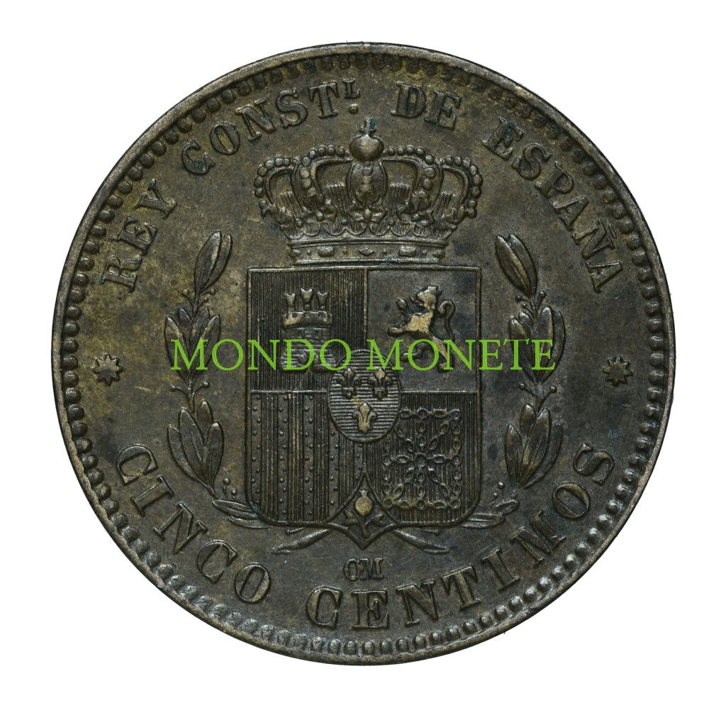 5 Centimos 1879 Spagna Monete Da Collezione