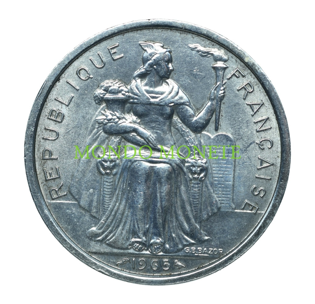 5 Francs 1965 Polinesia Monete Da Collezione