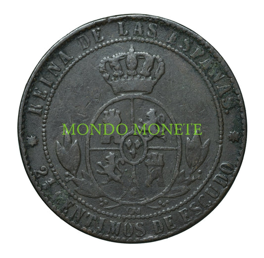 Spagna 2 1/2 Centimos De Escudo 1867 Monete Da Collezione