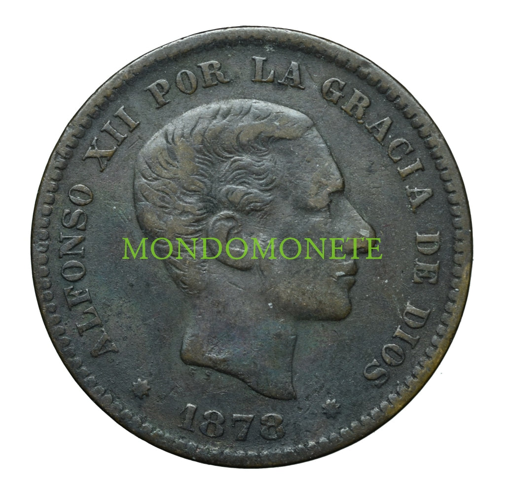 Spagna 5 Centimos 1878 Monete Da Collezione