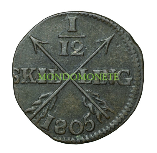 Svezia 1/12 Skilling 1805 Monete Da Collezione