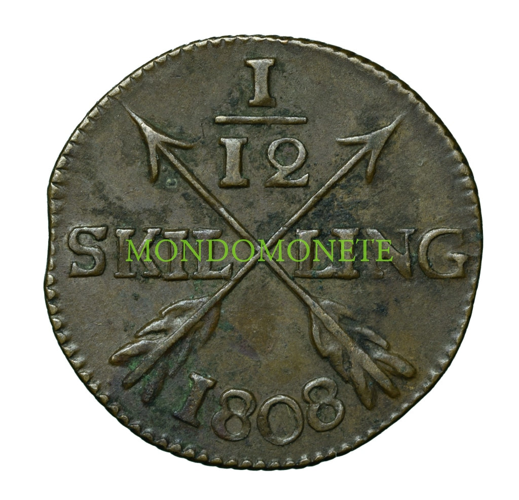 Svezia 1/12 Skilling 1808 Monete Da Collezione