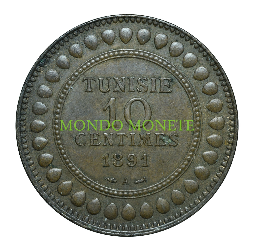 Tunisia 10 Centimes 1891 A Monete Da Collezione