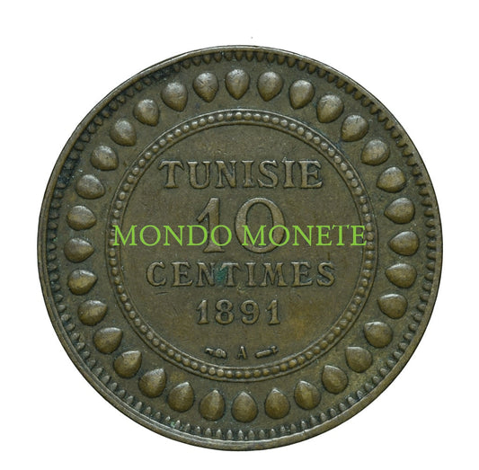 Tunisia 10 Centimes 1891 A Monete Da Collezione