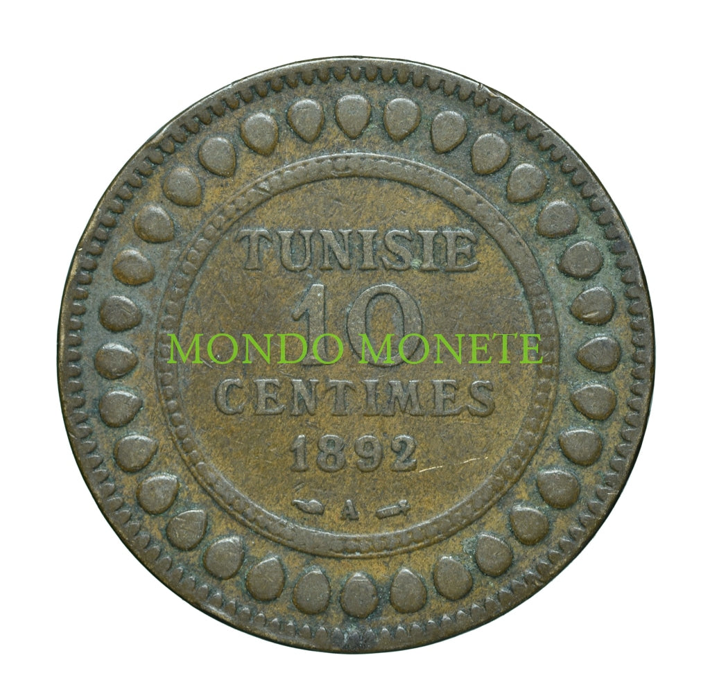 Tunisia 10 Centimes 1892 A Monete Da Collezione