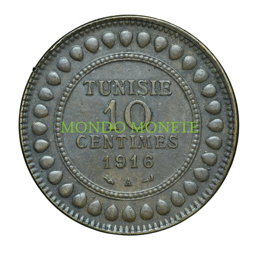 Tunisia 10 Centimes 1916 A Monete Da Collezione