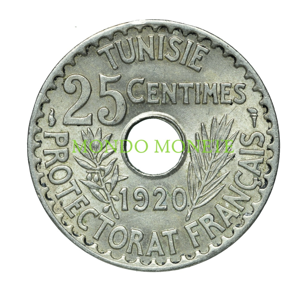 Tunisia 25 Centimes 1920 Monete Da Collezione