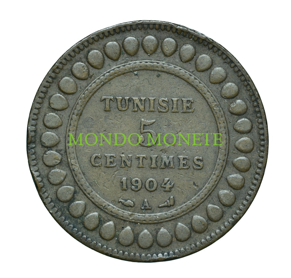 Tunisia 5 Centimes 1904 A Monete Da Collezione