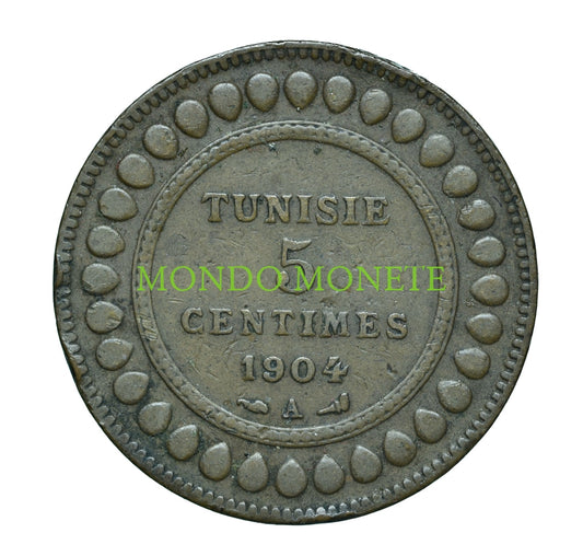 Tunisia 5 Centimes 1904 A Monete Da Collezione